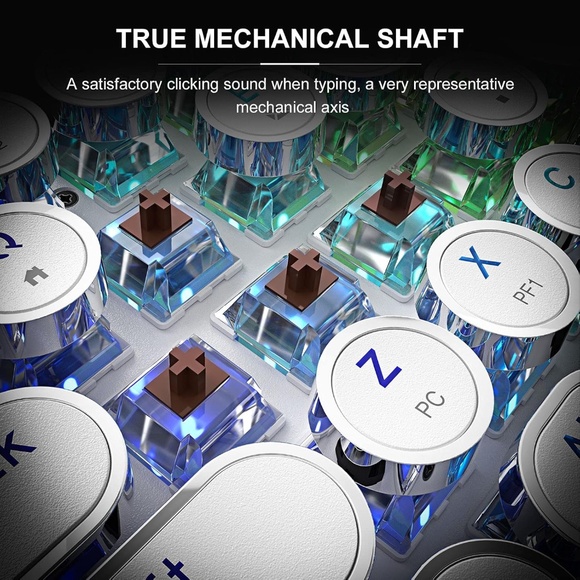 STOGA White Retro RGB Mechanical Keyboard - Picture 8 of 11